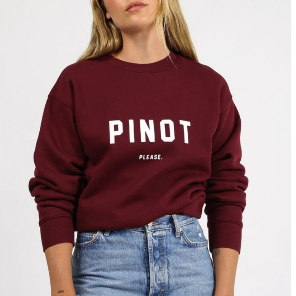 Brunette The Label  Pinot Please Crew Neck Sweatshirt L-XL